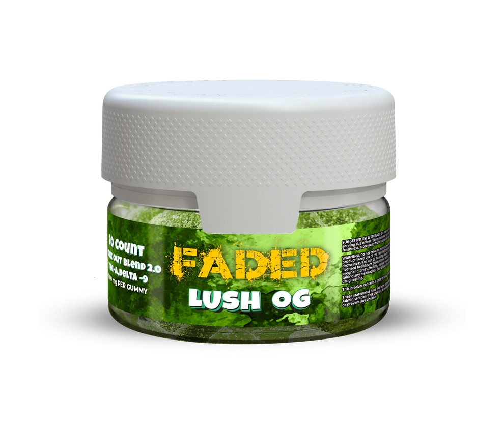 Faded Knock-Out Blend 20 THC-P  D9 Gummies 20Ct Jar  30000 MG Jar
