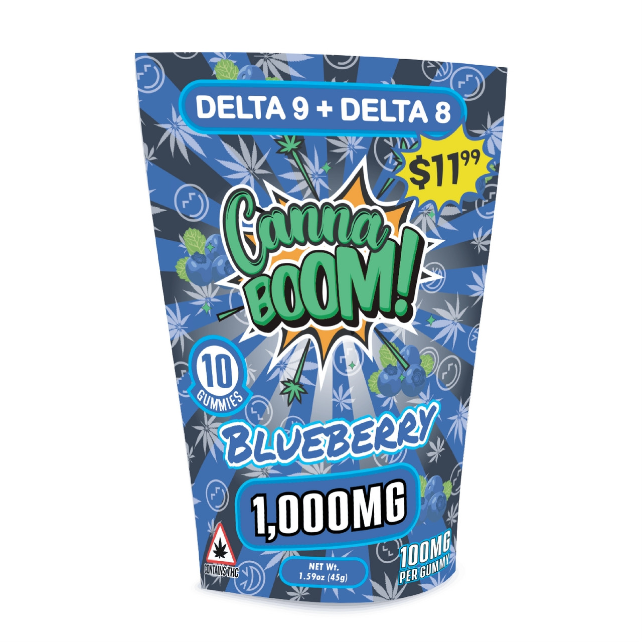 Canna BOOM 1000mg D9  D8 Gummy 10ct  1199