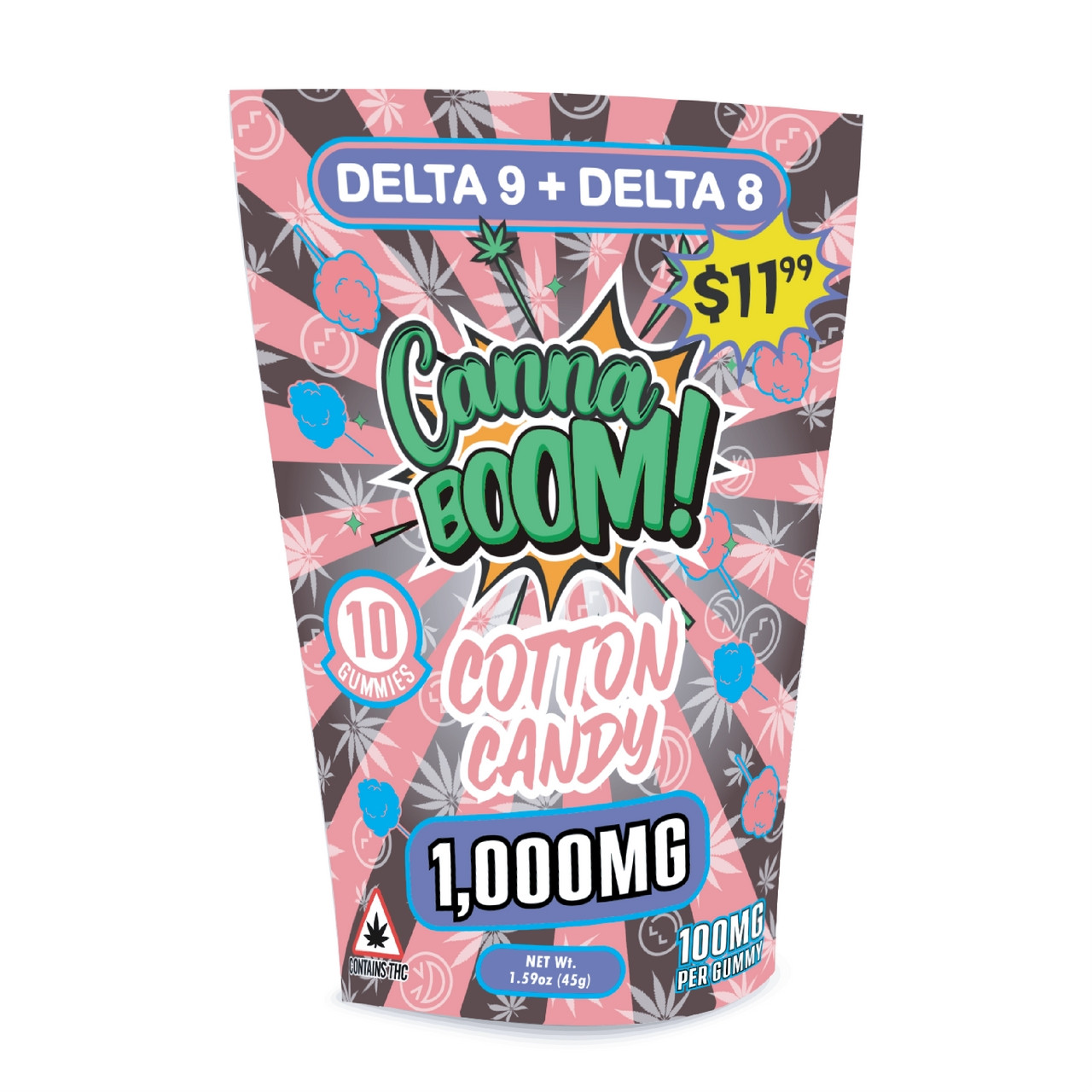 Canna BOOM 1000mg D9  D8 Gummy 10ct  1199