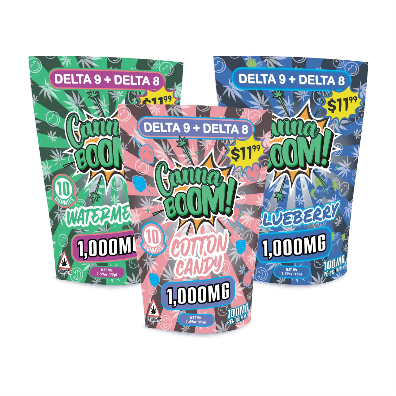 Canna BOOM 1000mg D9  D8 Gummy 10ct  1199