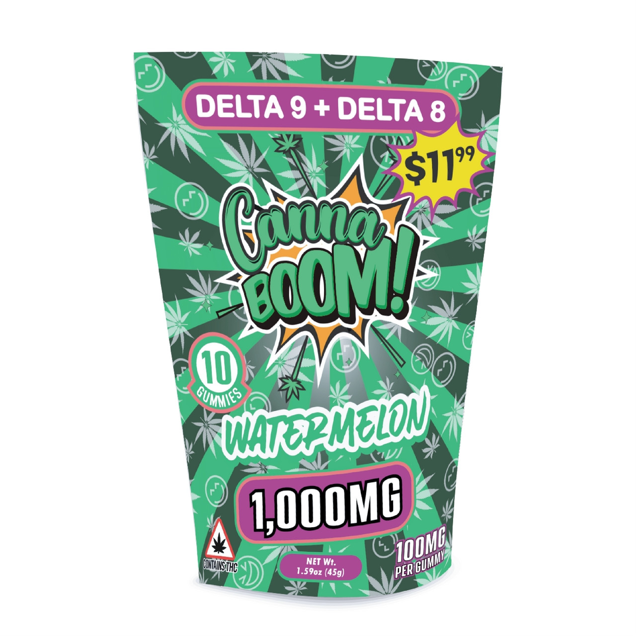 Canna BOOM 1000mg D9  D8 Gummy 10ct  1199