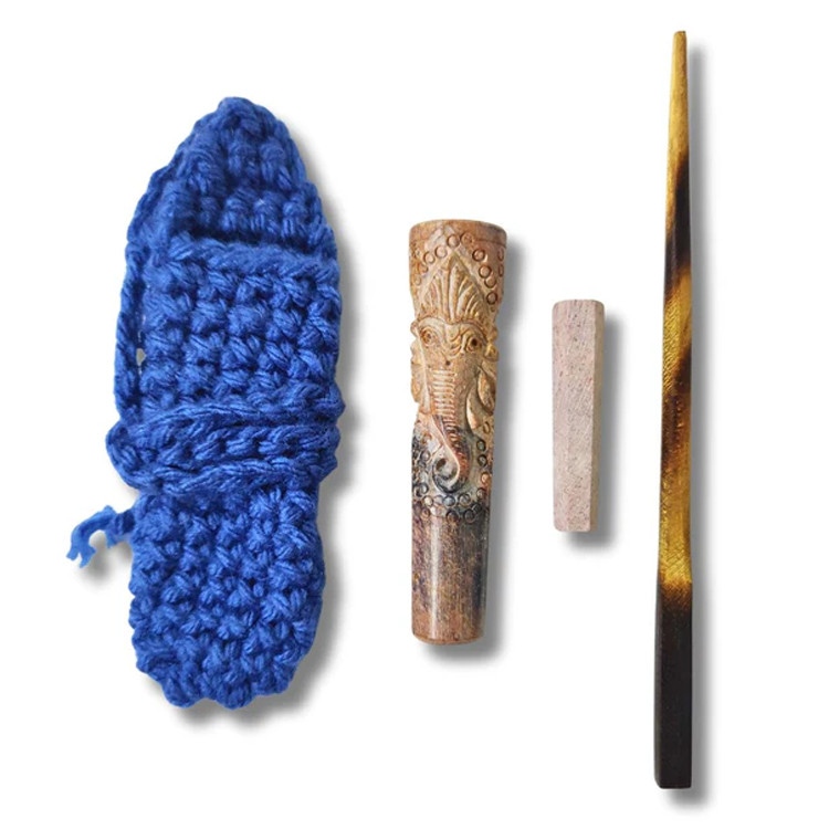 Marble Chillum with Cover Stone  Stick - 4 inch