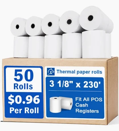 THERMAL PAPER 3 18 X 230 50CT ROLLS REGISTER