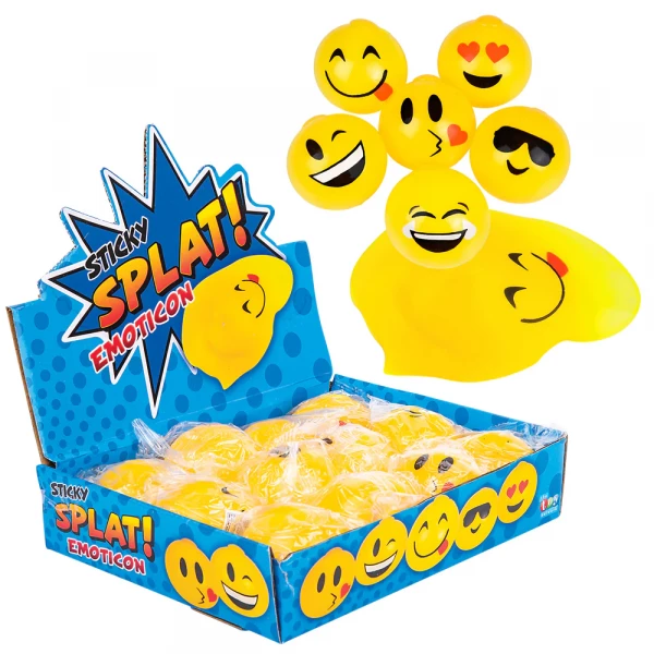 Image of 12 PIECE 2.5" STICKY SPLAT EMOTICON BALL