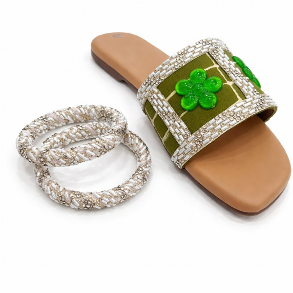 Olive Opulance Footwear & Bangles Combo