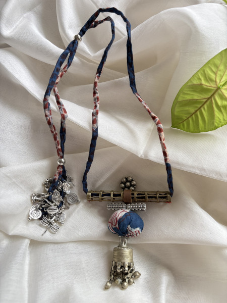 BRASS & FABRIC Handcrafted LONG NECKLACE