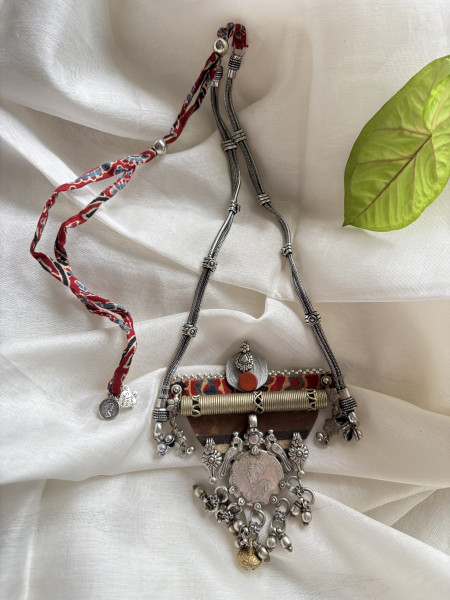 BRASS & FABRIC Handcrafted LONG NECKLACE