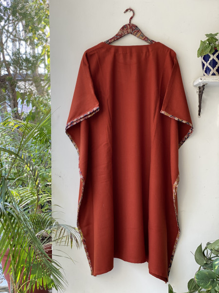 RUST WOOLLEN EMBROIDERED KAFTAN