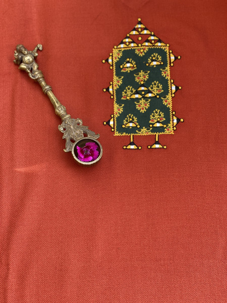 RUST WOOLLEN EMBROIDERED KAFTAN