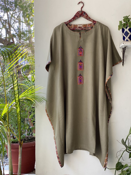 BEIGE WOOLLEN EMBROIDERED KAFTAN