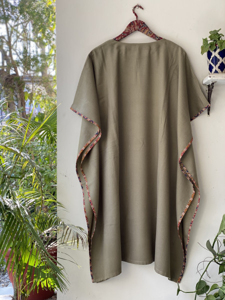 BEIGE WOOLLEN EMBROIDERED KAFTAN