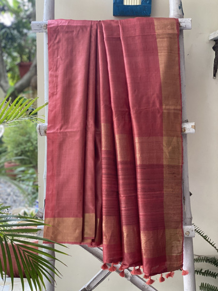 RUST KOSA SILK WOVEN ZARI SARI