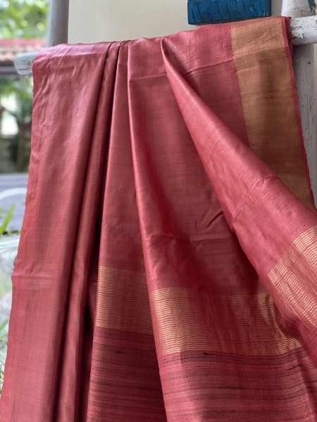 RUST KOSA SILK WOVEN ZARI SARI