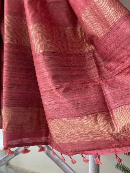 RUST KOSA SILK WOVEN ZARI SARI