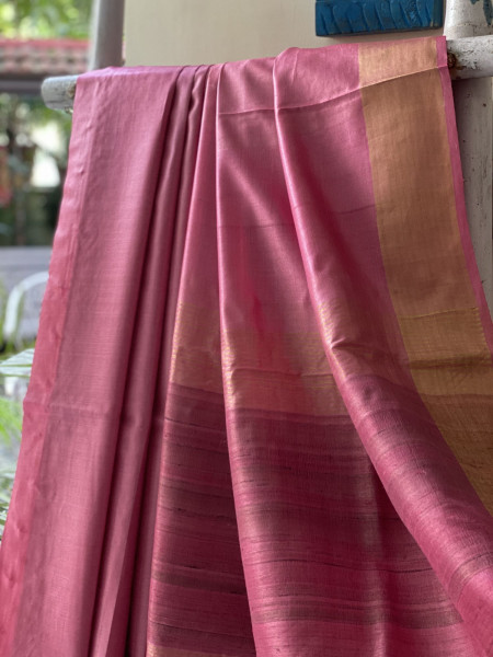 PINK KOSA SILK WOVEN ZARI SARI