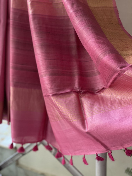PINK KOSA SILK WOVEN ZARI SARI