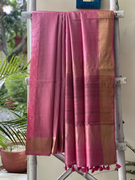 PINK KOSA SILK WOVEN ZARI SARI
