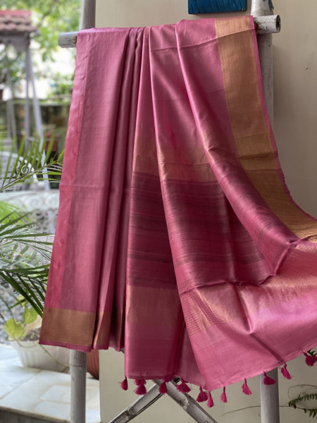 PINK KOSA SILK WOVEN ZARI SARI