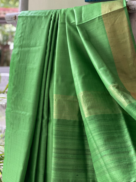 PARROT GREEN KOSA SILK WOVEN ZARI SARI