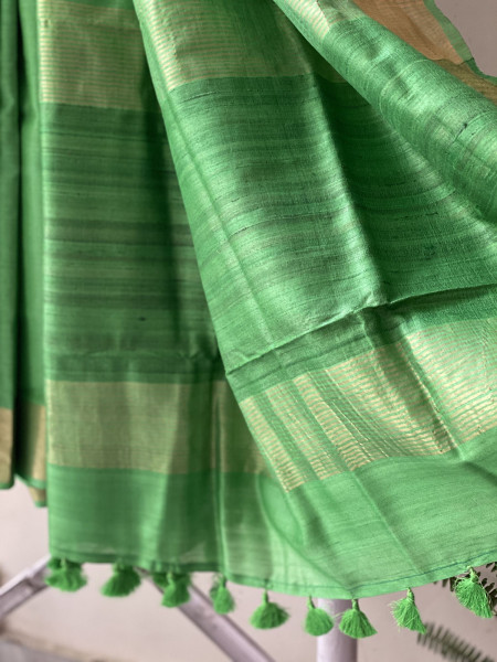 PARROT GREEN KOSA SILK WOVEN ZARI SARI
