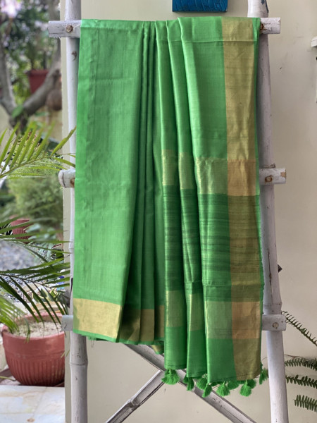 PARROT GREEN KOSA SILK WOVEN ZARI SARI