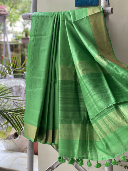 PARROT GREEN KOSA SILK WOVEN ZARI SARI