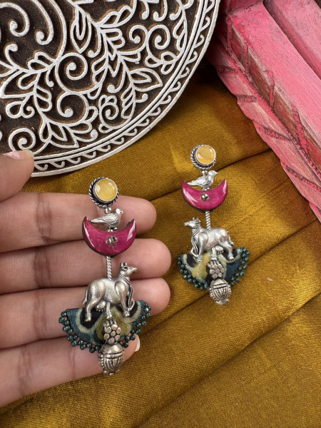 BRASS & FABRIC Handcrafted EARRINGS