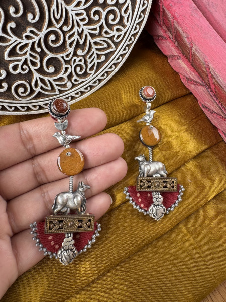BRASS & FABRIC Handcrafted EARRINGS