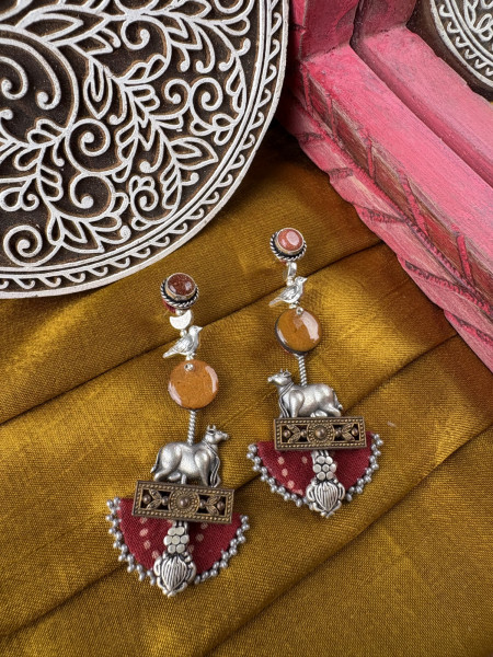 BRASS & FABRIC Handcrafted EARRINGS