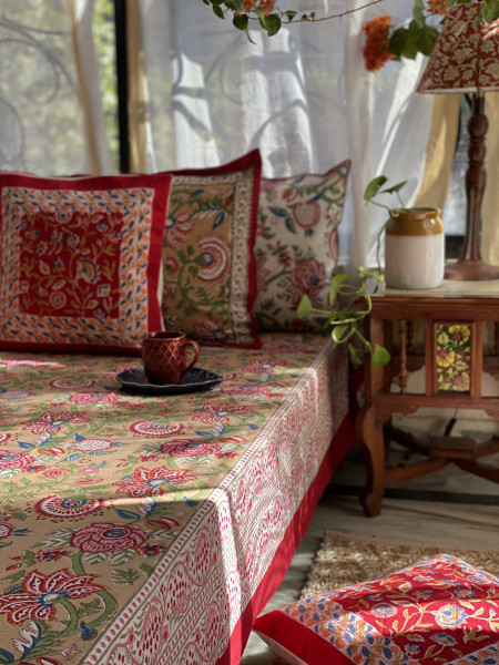 MUSTARD COTTON HAND BLOCK PRINT KING BEDSHEET