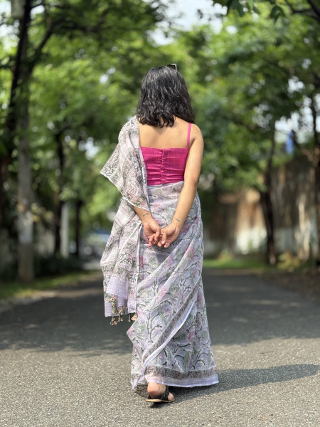 LAVENDER HAND BLOCK PRINT COTTON KOTA SARI