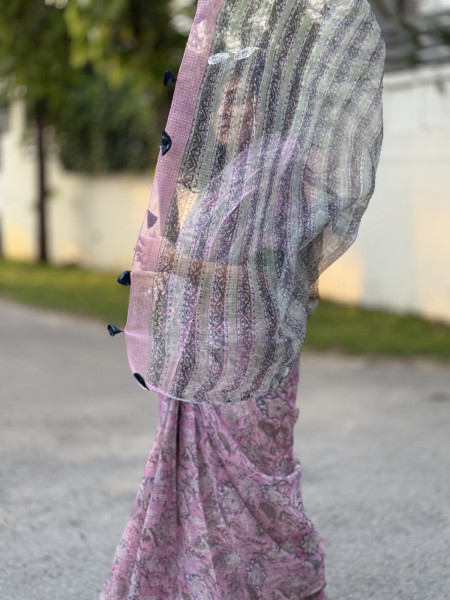 PINK HAND BLOCK PRINT COTTON KOTA SARI