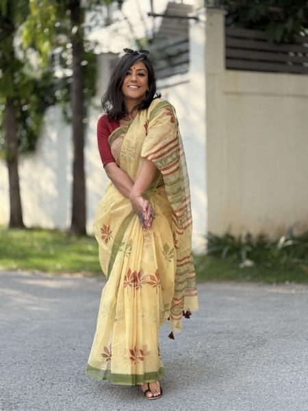 LEMON HAND BLOCK PRINT COTTON KOTA SARI