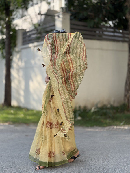 LEMON HAND BLOCK PRINT COTTON KOTA SARI