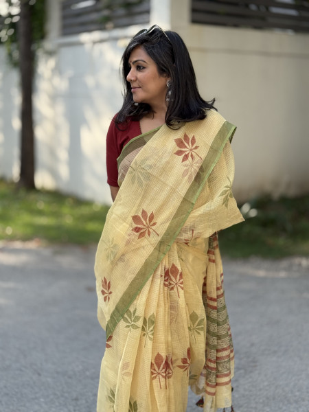 LEMON HAND BLOCK PRINT COTTON KOTA SARI