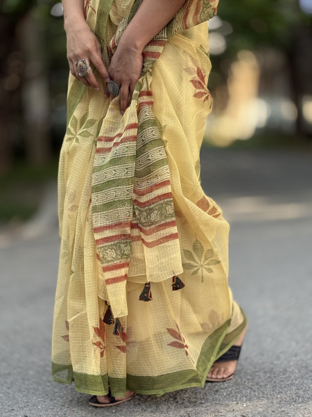 LEMON HAND BLOCK PRINT COTTON KOTA SARI