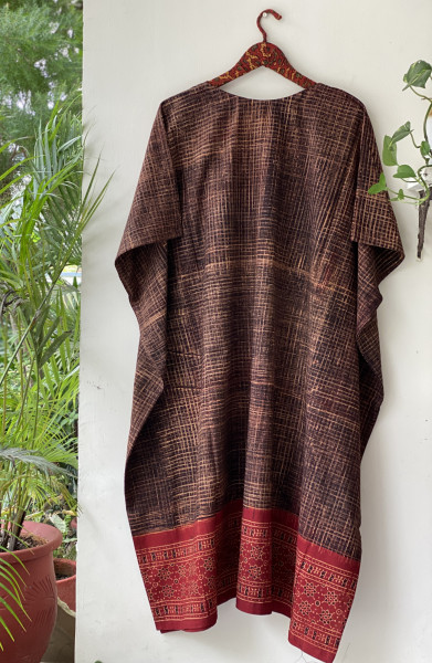 BLACK AJRAKH BLOCK PRINT COTTON KAFTAN