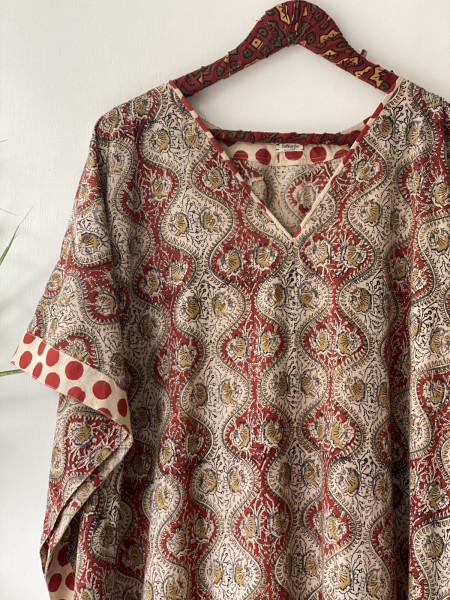 MULTI COLOURED HAND BLOCK PRINT COTTON KAFTAN