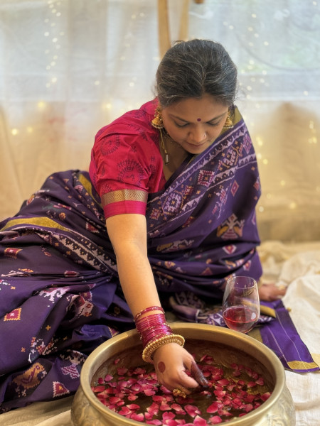 PURPLE SINGLE IKKAT PATOLA  HAND WOVEN SILK SARI