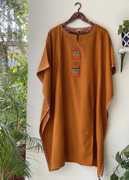 MUSTARD WOOLLEN EMBROIDERED KAFTAN