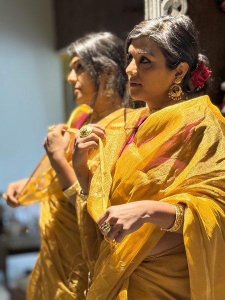 'SWARNA' YELLOW ZARI WOVEN MAHESHWARI SILK  SARI