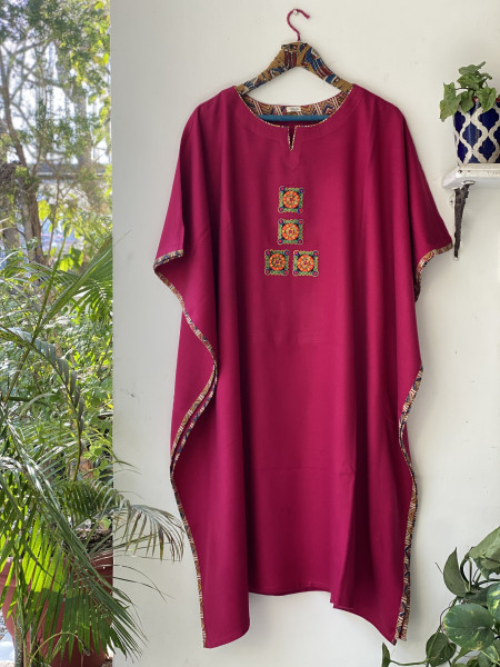 MAGENTA WOOLLEN EMBROIDERED KAFTAN