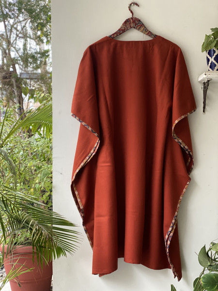 RUST WOOLLEN EMBROIDERED KAFTAN