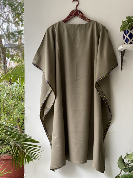 BEIGE WOOLLEN EMBROIDERED KAFTAN