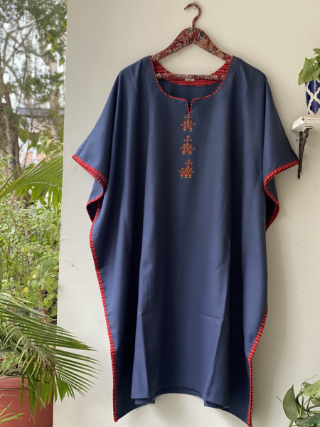 BLUISH-GREY WOOLLEN EMBROIDERED KAFTAN