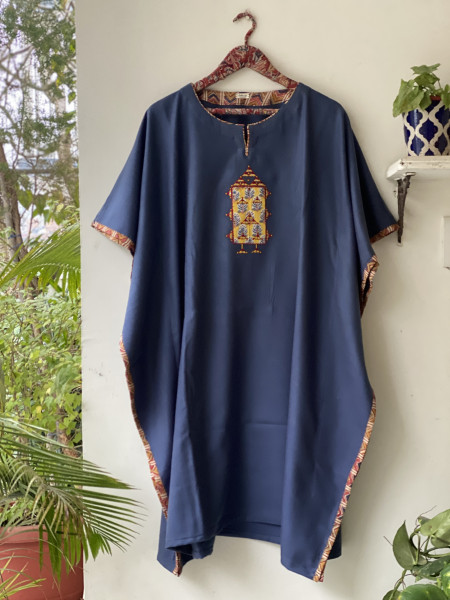 BLUISH-GREY WOOLLEN EMBROIDERED KAFTAN