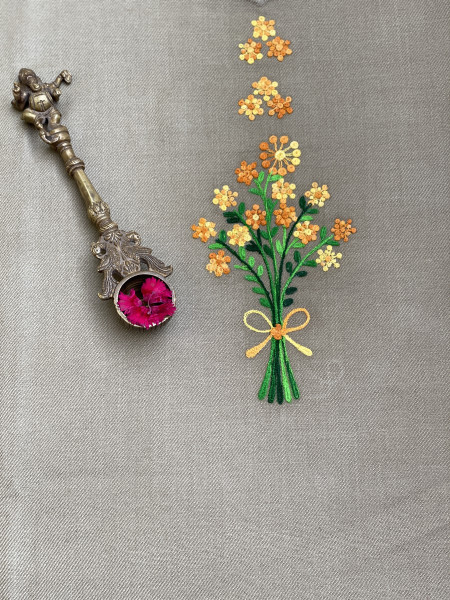 BEIGE WOOLLEN EMBROIDERED KAFTAN