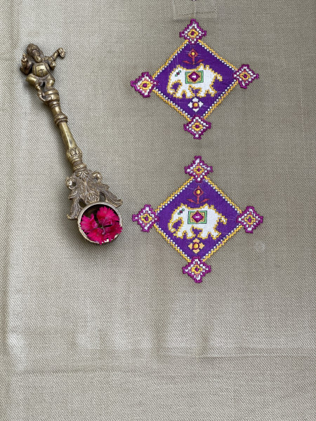 BEIGE WOOLLEN EMBROIDERED KAFTAN