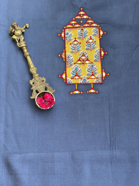 BLUISH-GREY WOOLLEN EMBROIDERED KAFTAN