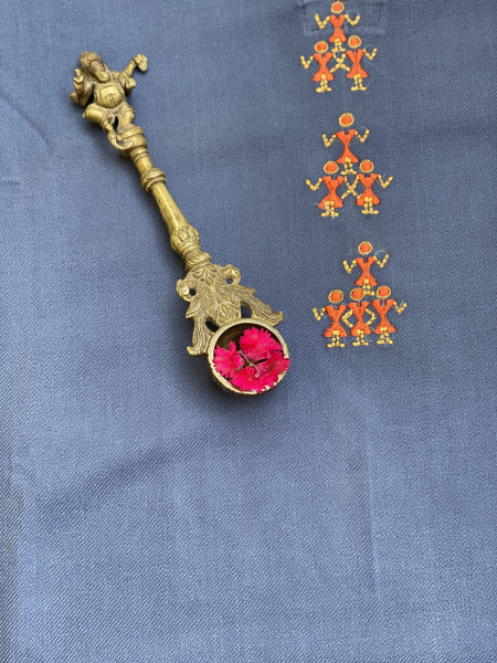 BLUISH-GREY WOOLLEN EMBROIDERED KAFTAN